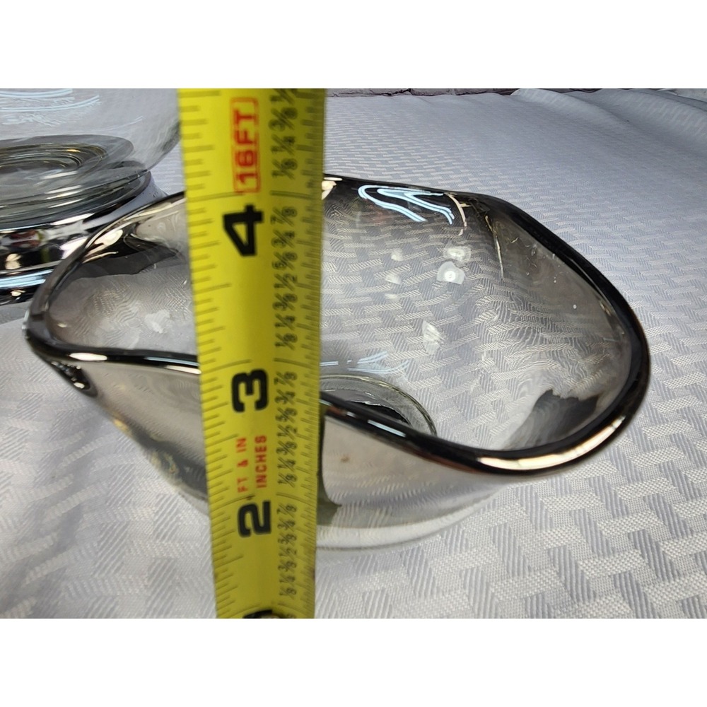 Dorothy Thorpe Silver Fade Rim Large Chip Fruit Bowl & 2 Small Dip Bowls Set MCM - Picture 8 of 10
